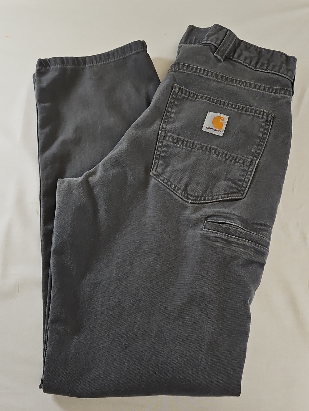 Carhartt Rugged Flex Relaxed Fit Canvas 5 Pocket Work Pants Gray, Size 34/34